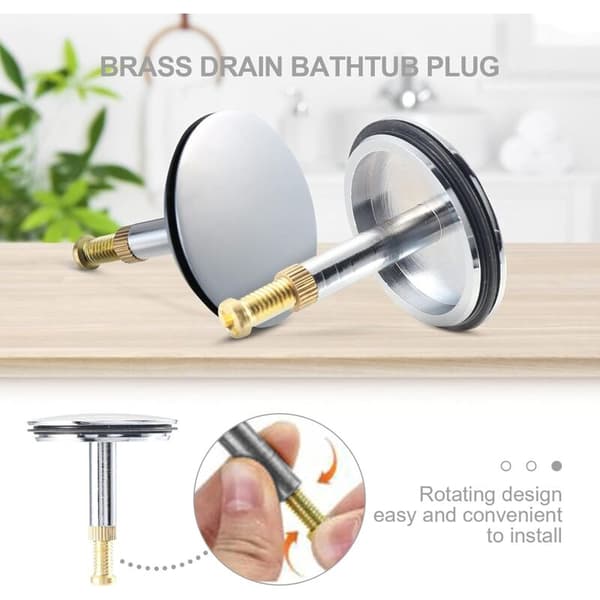 Universal Badekarsprop Ø 43 mm, Messing Afløbsprop med Forkromet Overflade, Rustfri, til Almindelig Badekarafløb, Justerbar Højde 50-55 mm