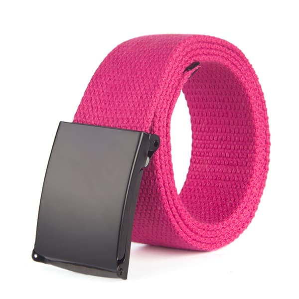 Canvasbälte 44 skärp herr/dam/barn svart / silver spänne - Cerise tyg svart spänne