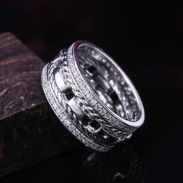 Handgjorda breda ringar Zirkon 925 silver gå Silver Silver US US 10 Size (19,8 mm i diam