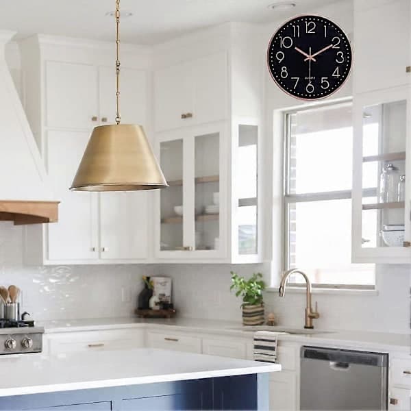 Silent Wall Clock 30 cm Kitchen Clock Quartz Battery Operated Round Modern Home Decor Clock for Office Classroom Living Room Bedroom Grey-white Grey-white