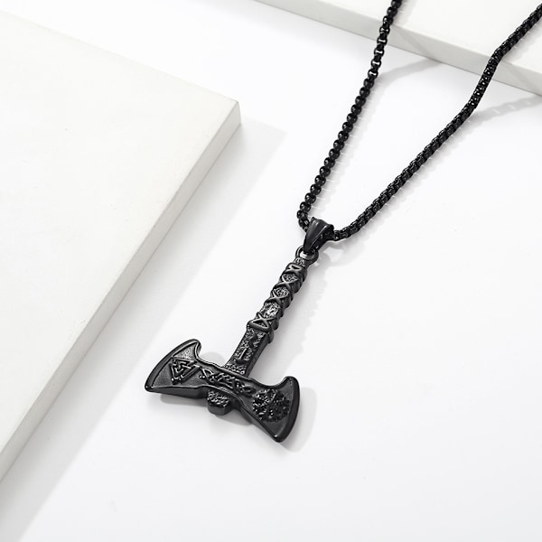 Retro nordisk stil Viking øks titan stål anheng e-handel menns halskjede smykker forsyning Black single pendant