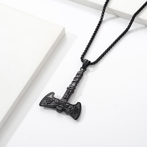 Retro Nordisk stil Viking økse titanium stål vedhæng e-handel mænds halskæde smykker forsyning Black single pendant