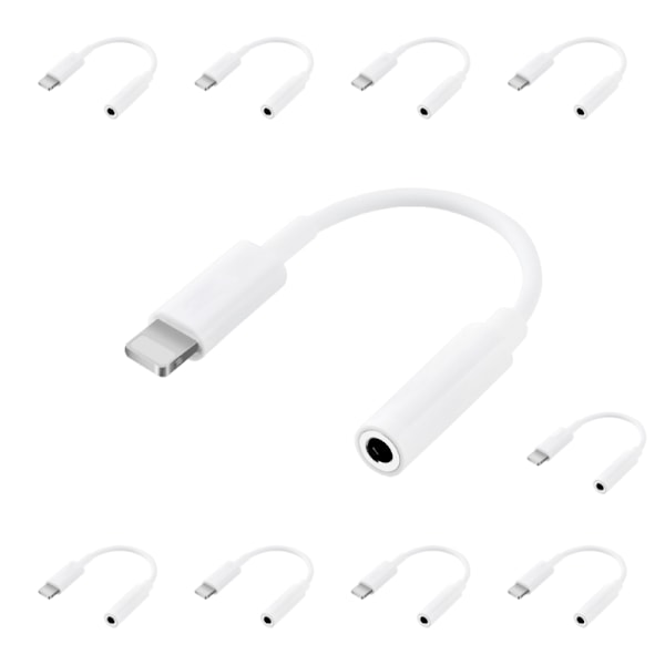 Lightning / USB-C till AUX Adapter 3,5 mm Paket LightningAUX10Pack