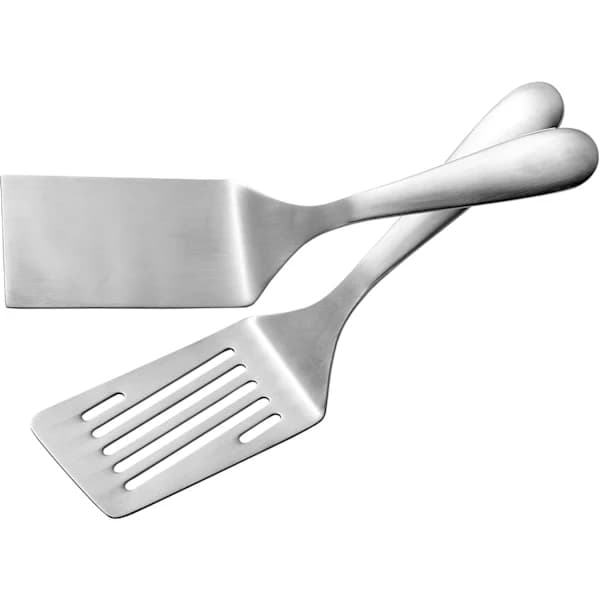 Metallspatelsett SUS304 rustfritt stål flat topp grillspatel og hullspatel for matlaging 10 tommer