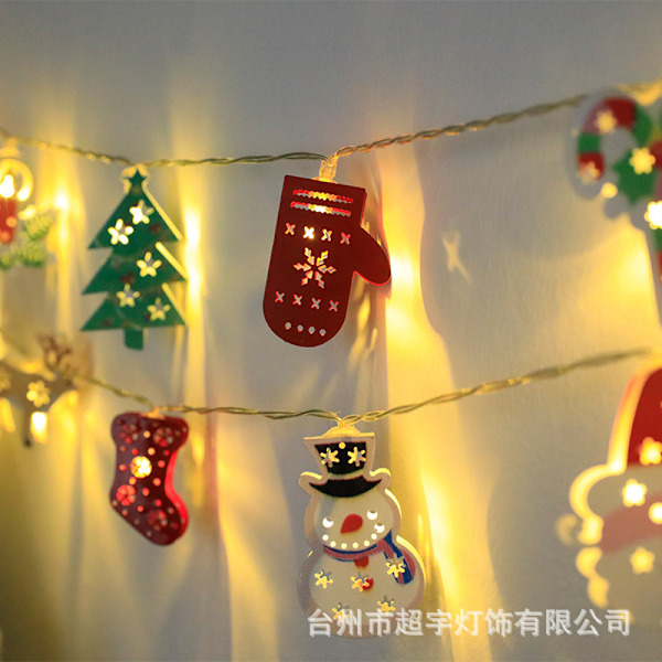 LED julelysstreng smedejern julemand snemand hjorte juletræ jule strømpe dekoration lys jul 【Warm Light】Christmas Gloves 2AA battery model - 1.5m 10 lights