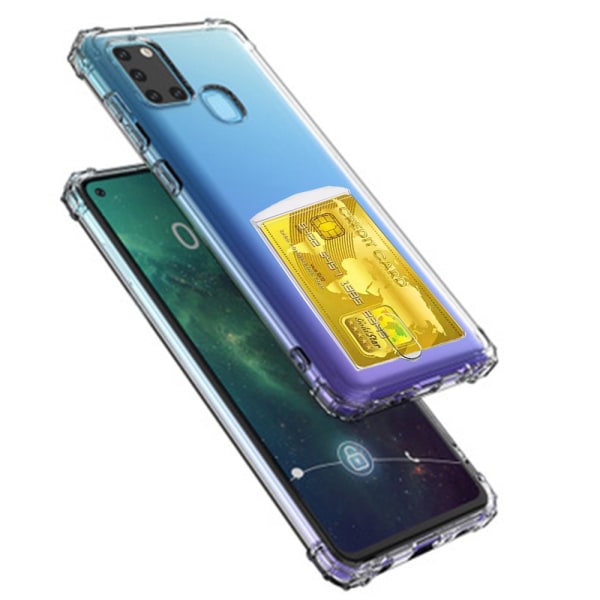 TG Samsung Galaxy A21S - Silikonskal med Korthållare Transparent/Genomskinlig