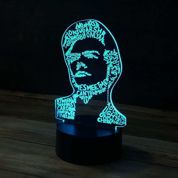 3D Harry Styles skrivebordslampe - 7 farger LED-lampesokkel med USB-berøringskontroll Roterende bleking eller rask fargemodus.