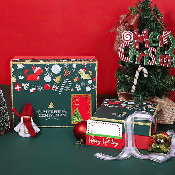 Rektangulær God Jul-klistremerke, julegaveforsegling, emballasjedekorasjon 250 sheets/roll