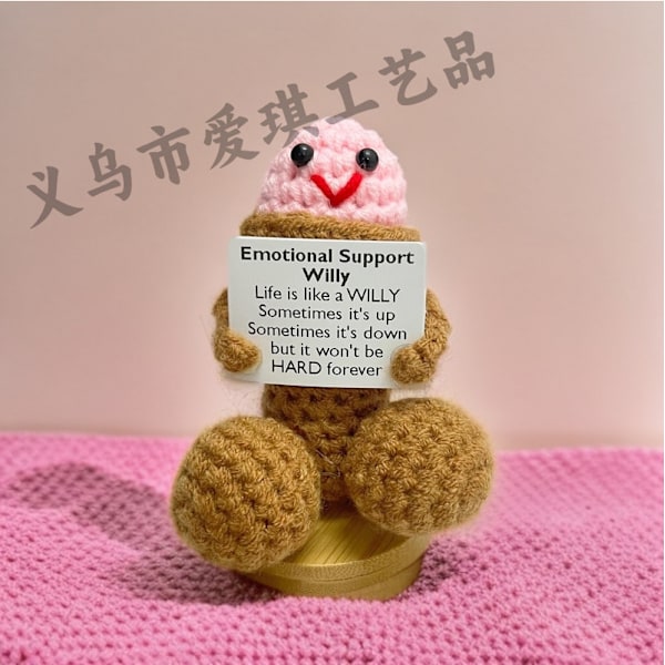 Amazons bästsäljande ull Emotional Support groda handvirkade ornament positiv energi kort Hug card little yellow duck 1