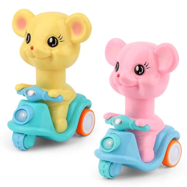2st Sliding Press Toy Tecknad Pull Back Leksaker Cute Animal Force Tröghetsleksak Baby Pull Back Bilar Leksaker För Pojkar Födelsedagspresent