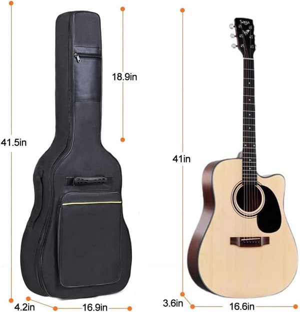 Klassisk gitarkasse - Akustisk gitarkasse - Ryggsekk med utvendig lomme og håndtak - Gitarryggsekk - Gitarkasse - Polstret - Vanntett