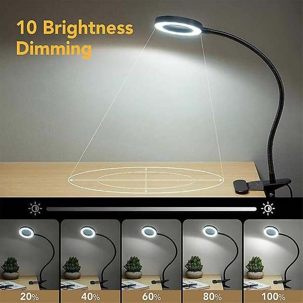 1 stk. LED-klemmelampe, USB-fleksibel sammenklappelig læselampe blødt lys øjenbeskyttelse, sort