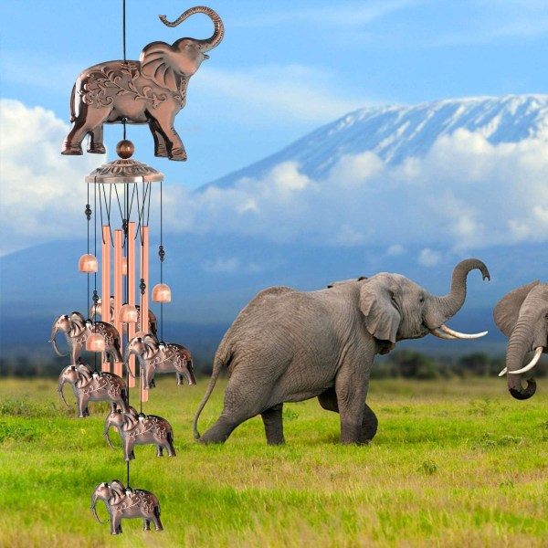 Galaxy Elefant Vindspil i Kobber til Udendørs Havedekorationer Udendørs Julevindspil