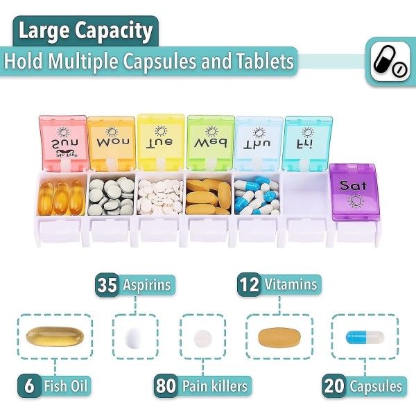 Mr Pen- Weekly Pill Organizer, 7 Day Pill Organizer, 2 Times A Day Medicine Organizer, Am Pm Pill Case, Pill Container, Travel Pill Organizer, Pill H