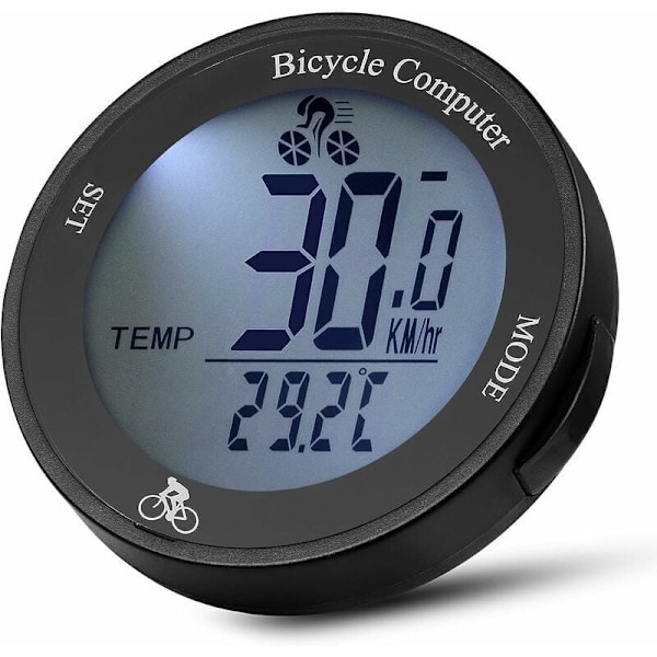 Vandtæt Trådløs Cykelcomputer Speedometer Odometer med LCD Baggrundsbelysning, Multifunktionel Cykel Odometer, af DEBUNS