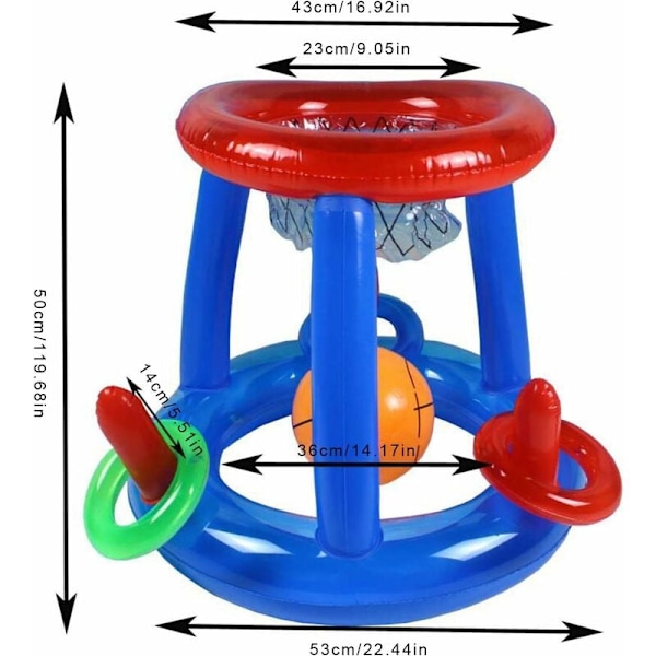 Basketbollkorg för pool - Uppblåsbar basketkorg för pool, flytande basketkorg, utomhus vattenspel, sommarleksaker för barn och vuxna