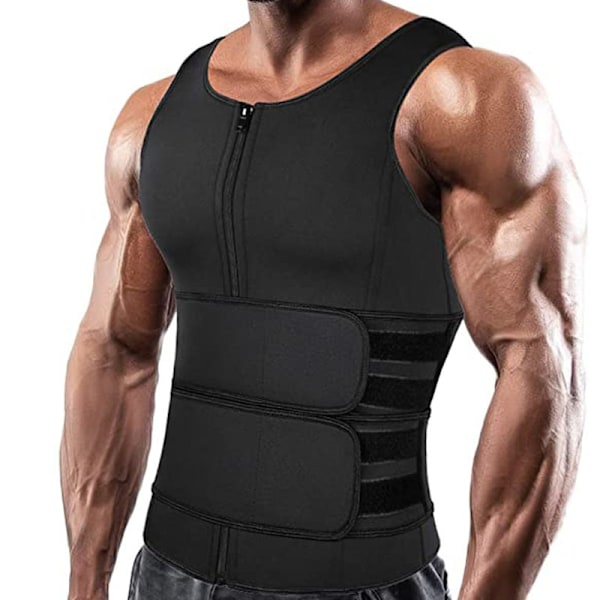 Svettväst Fitness Bälte Män Kroppsformare Midjetränare Bastuväst Dubbelt Bälte Mage Bantning