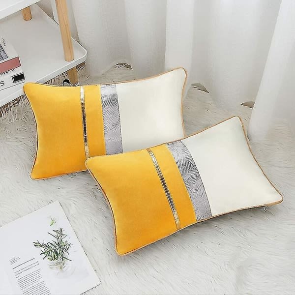 Moderne rektangulære putetrekk Dekorative ensfargede lange putetrekk for sofa Benk Soverom Bilstol Gul 30x50cm