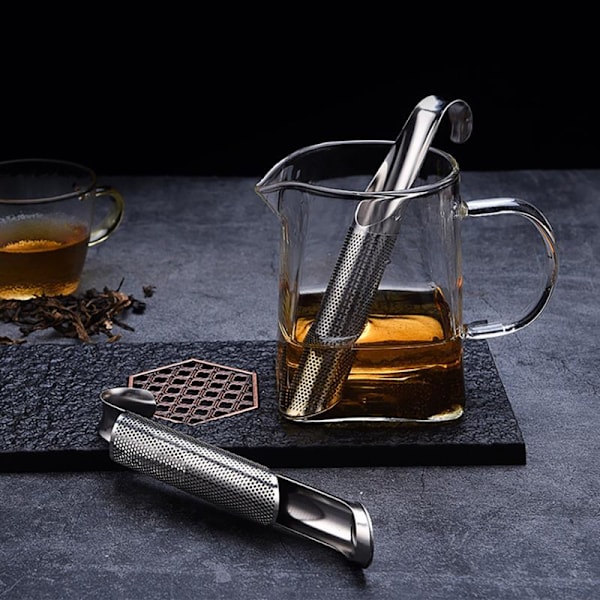 2x Tesil i rustfrit stål med net - Teinfuser med metallook Metal look one size