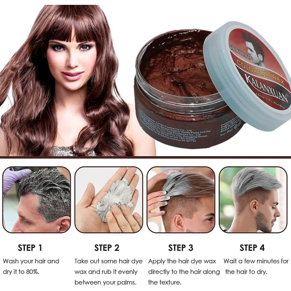 TG Tilfällig hårfarge, chokladhårfarging, chokladhårvax Hårfärgad lera for män kvinner Omedelbar styling Choklad 100g
