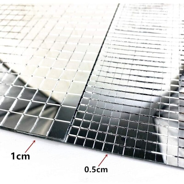 Vægsticker, Selvklæbende Ægte Glas Sølv Spejl Mosaik Flise Sticker, 1600 Stykker 5mm x 5mm Spejle..DEBUNS