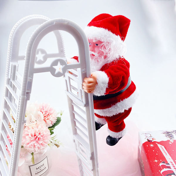 Joulupukki kiipeää helmillä sähköinen lelu yksinkertainen tikkaat kaksinkertainen tikkaat savupiippu ravistaa pakaraa kiipeää helmillä Joulupukki Golden Foot Bead Santa Claus