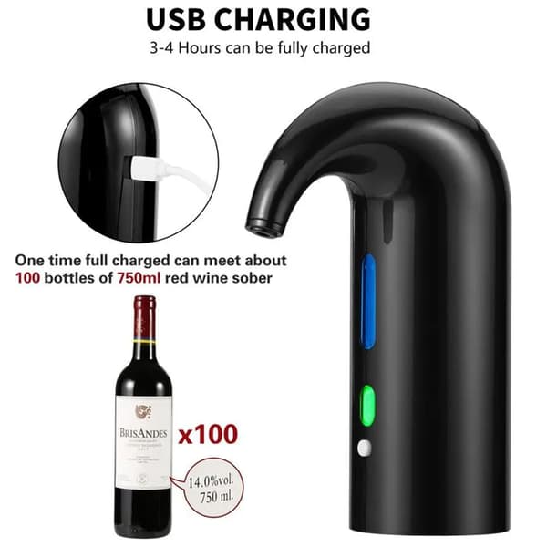 Elektrisk vinlufter, multifunksjonell automatisk filter vinoksidantdispenser