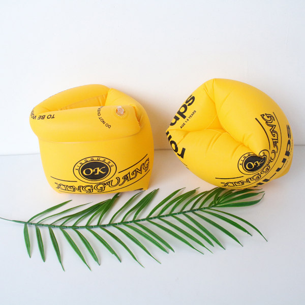 Armringar för vuxna och barn, uppblåsbara PVC-vattenärmar, simringar för poolen, simtillbehör Yellow pair