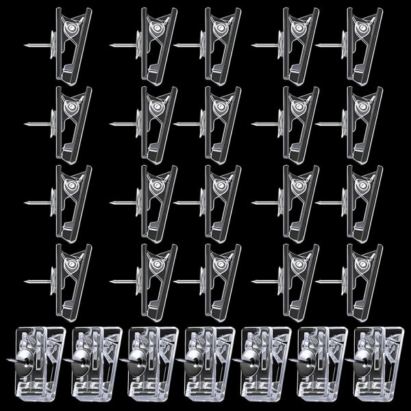 50 stk/pakke Klip-formede multifunktionelle nåle 1,0x0,4'' gennemsigtige clip-lignende tommesøm til kontor-skole opslagstavler