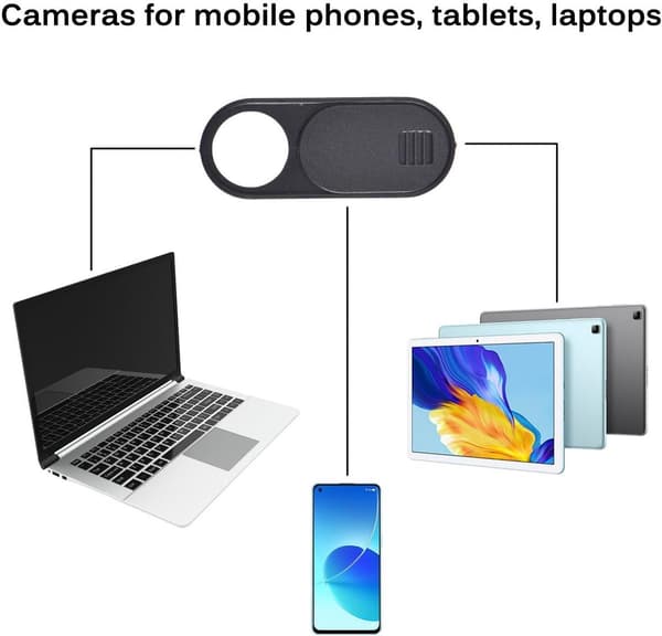 Webcam-cover 0,77 mm ultratynd skyder, kamerabeskyttelse til bærbar computer, tablet, smartphone, hjemmekontor og rejser, sort