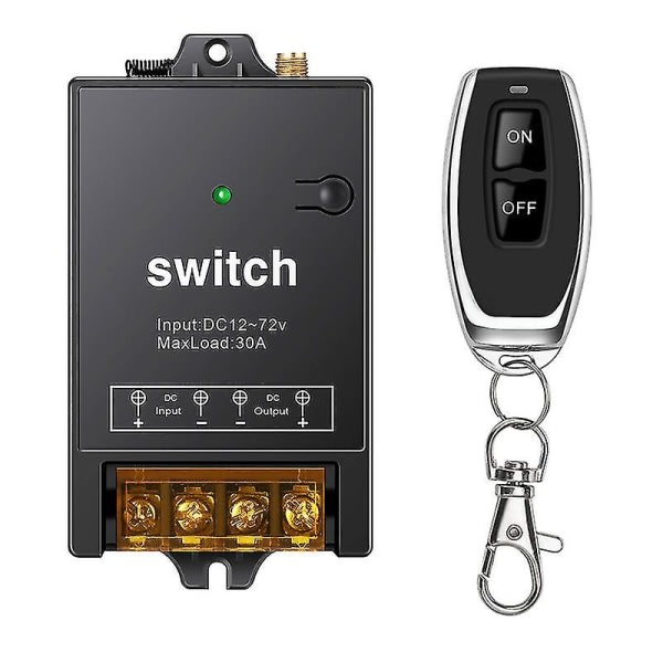 Trådløs fjernbetjeningsswitch 12v Enkelt kredsløb DC Trådløs Switch Fjernbetjeningsswitch sort