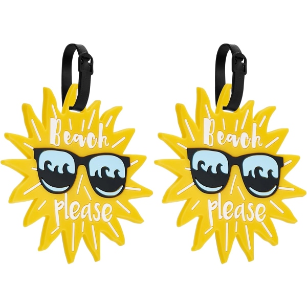 Bagageetiketter 2-pack, Bagageetiketter Resväska ID-etiketter Visitkortshållare/Rese-ID Bag Tag (Sol)