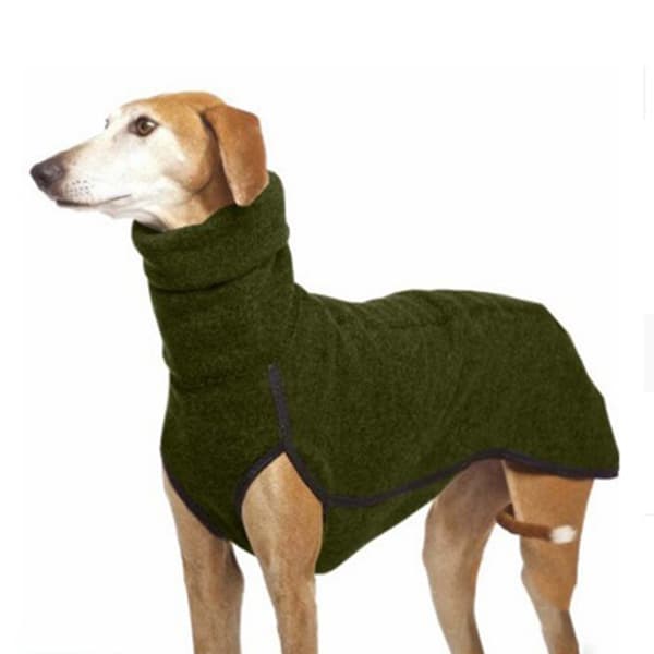 Vintertrøje med høj krave til store hunde, slidstærk og sort, XL