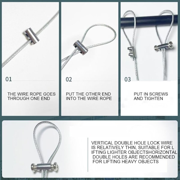 10 st Kabelklämmor med Skruvterminal, Kabelklämmor för 1-2 mm Diameter Kabel och Tråd, Dubbelsidiga Kabelklämmor för Ståltråd och Kabel