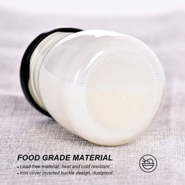 6 st 100ml Klara Glasflaskor med Snygga svarta Lock Små Glasburkar Mini Mjölkflaskor för Yoghurt Pudding Sylt