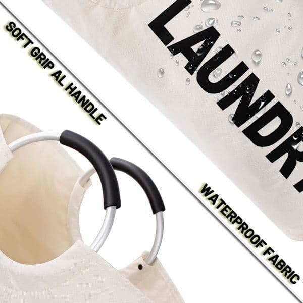 Laundry basket with padded handles, waterproof laundry hamper foldable, laundry basket for bathroom, laundry room, dorm white white white white