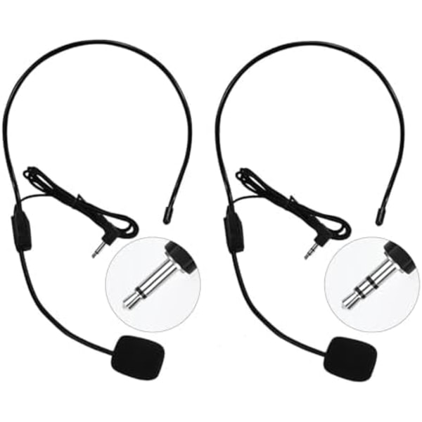 Sæt med 2 headset-mikrofoner, fleksibel kablet boom til stemmeforstærker, lærere, talere, trænere, præsentationer, seniorer og mere Sort Sort Sort