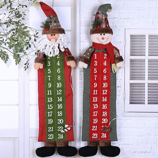 Sæt juledukke adventskalender genanvendeligt stof Julmand
