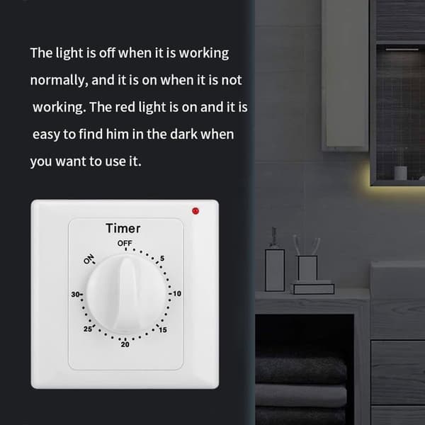 Nedtellingsbryter - 30 minutter - Nedtellingstimerbryter - Mekanisk nedtellingstimerkontakt - Timerbryter - Timer lysbryter - med timer
