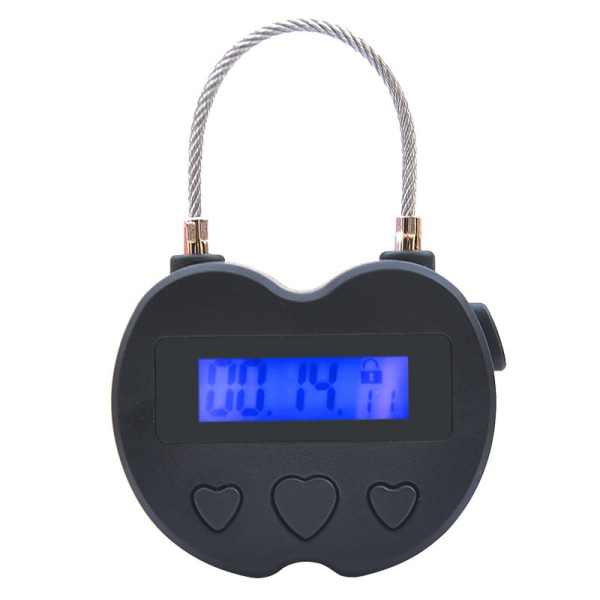 Tidslås med LCD-display, multifunktions elektronisk resetimer, vattentät USB-uppladdningsbar black