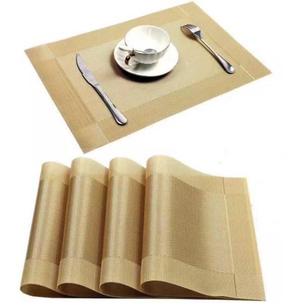 PVC Halksäkra Bordstabletter Set Värmebeständiga Bordstabletter Matbord Köksmatta (set med 4) Guld