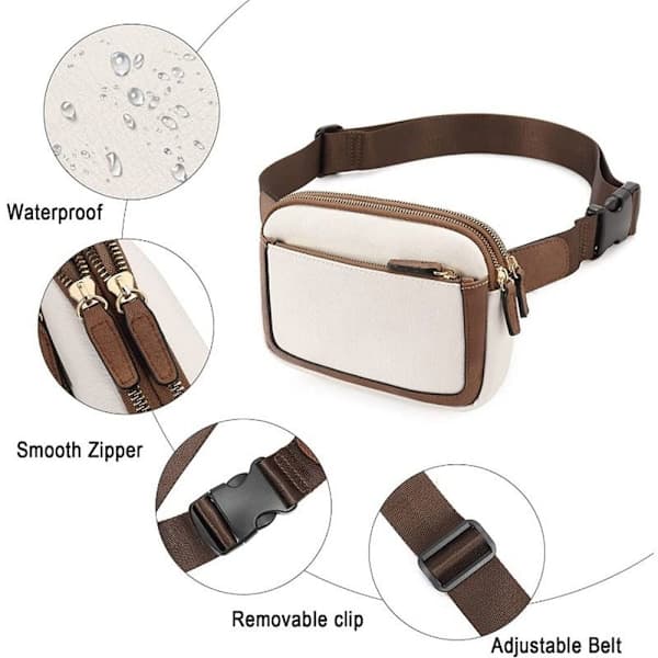 Dam PU Läder Bältesväska Crossbody Midjeväska Rese Axelväskor Kaffe Coffee-yux Coffee