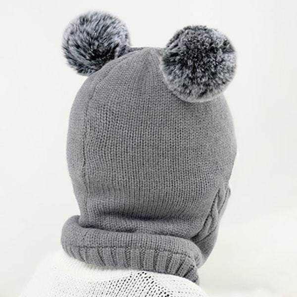 1 sett Baby vinterlue og skjerf, unisex småbarn lue og skjerf (grå)