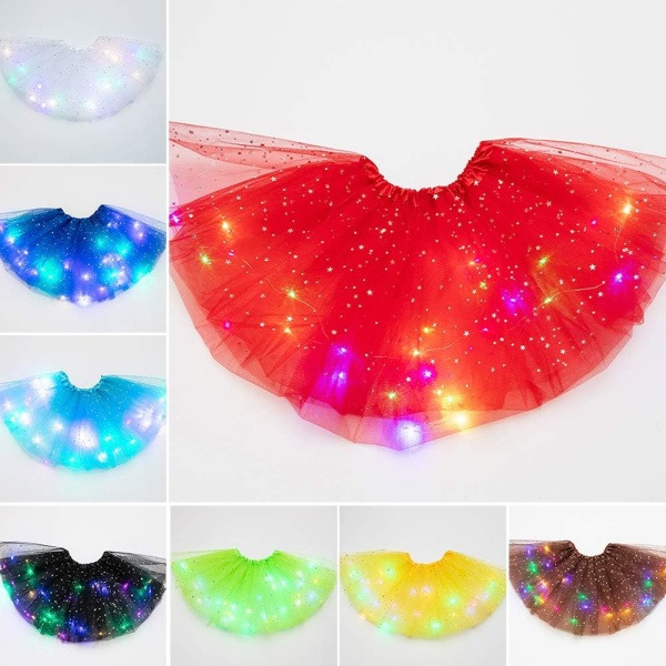 Galaxy Tutu-kjole til piger med LED-lys Børnekjole Klassisk Tutu-kjole i tyl (lys lilla) Lys lilla