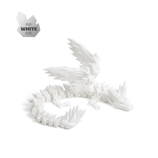 Hot salg 3D-printet krystal flyvende dragevinger, led kan bevæges, kreative drageornamenter, håndlavede gaver, legetøj 14cm Holy White