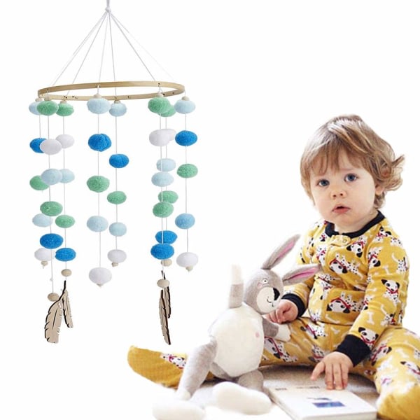 Trä baby , hängande vindspel för barn, vindklocka i trä för sovrum, för dekoration av baby i hemmet