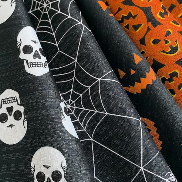 Halloween Dug, Græskardug til Festdekorationer, Polyesterstofdug, Sort 152 cm Rund Græskar B 152 cm Rund Græskar_yux