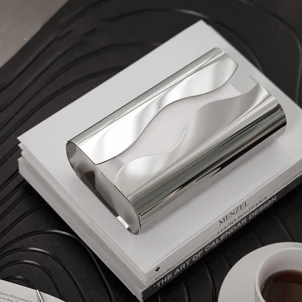 Silver Tissue Box Cover, Modern Metal Rectangular Tissue Holder for Desk, Living Room, Bedroom, Kitchen, Hotel and Party Table Decor