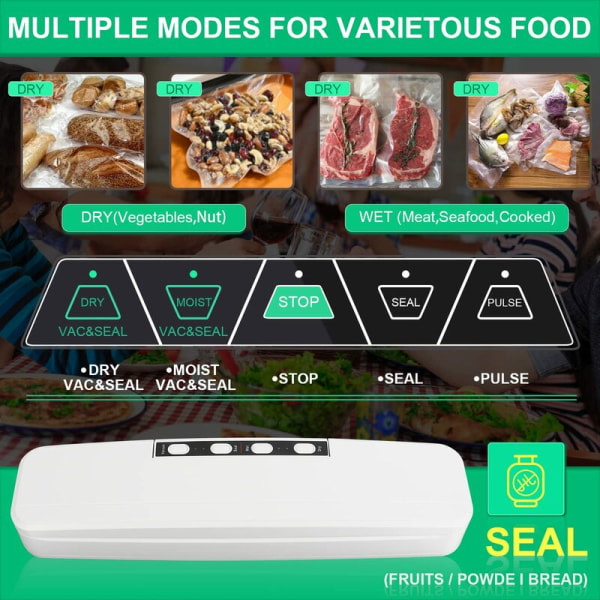 Food Vacuum Sealer Machine for torr og våt mat, Vacuum Sealer Machine, Food Vakuum Bag Sealer Machine til servering