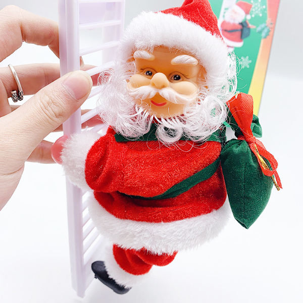 Joulupukki kiipeää helmillä sähköinen lelu yksinkertainen tikkaat kaksinkertainen tikkaat savupiippu ravistaa pakaraa kiipeää helmillä Joulupukki Golden Foot Bead Santa Claus